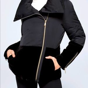 White House Black Market Velvet Blocked Puffer Jacket